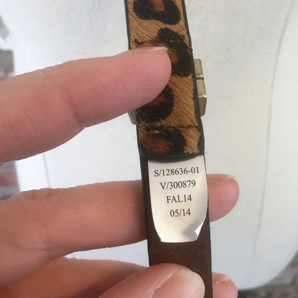 BANANA REPUBLIC Women's Leopard Print Fur Haircalf Thin Skinny Belt XS - Picture 6 of 8